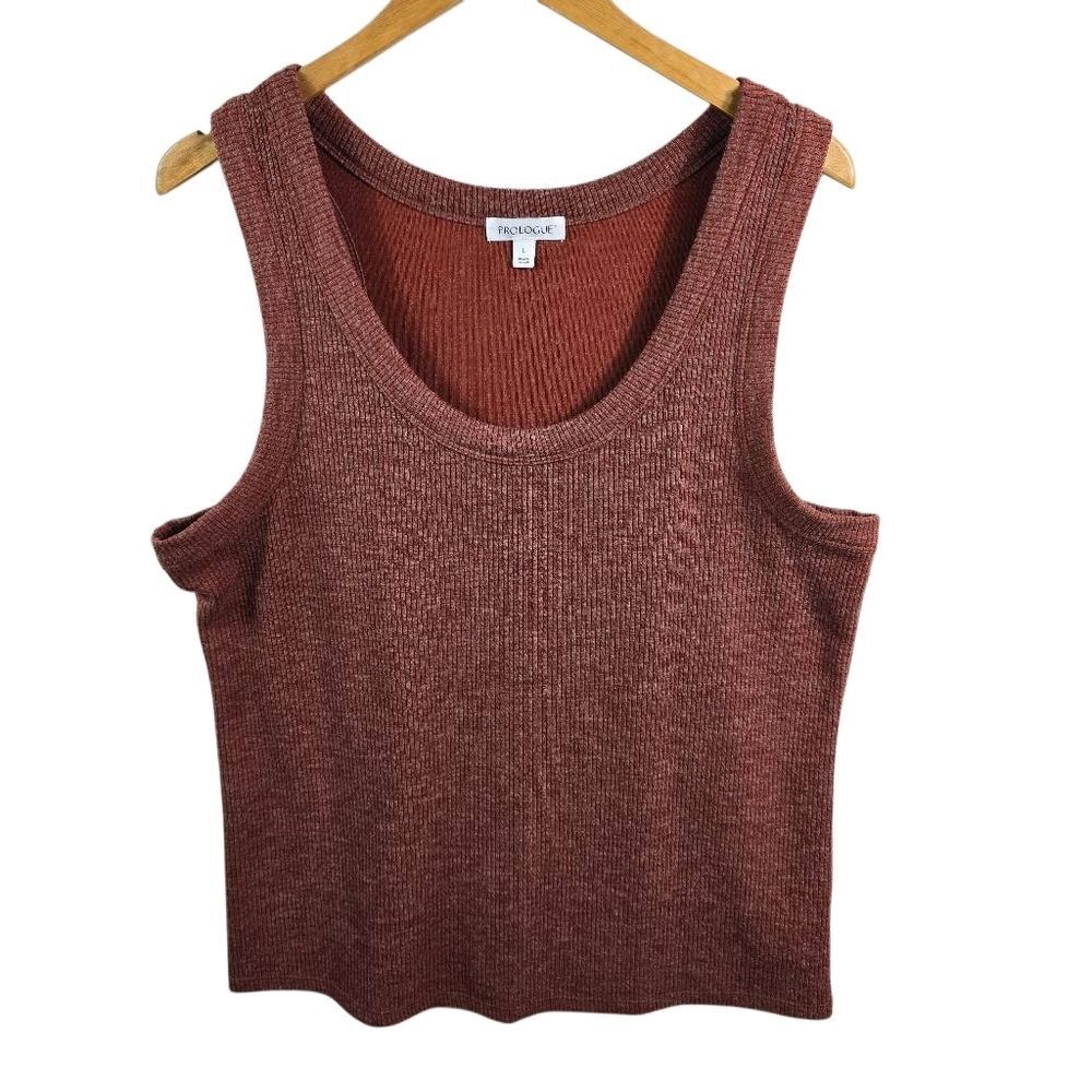 Prologue Ribbed Knit Tank Toprust Brown Size L